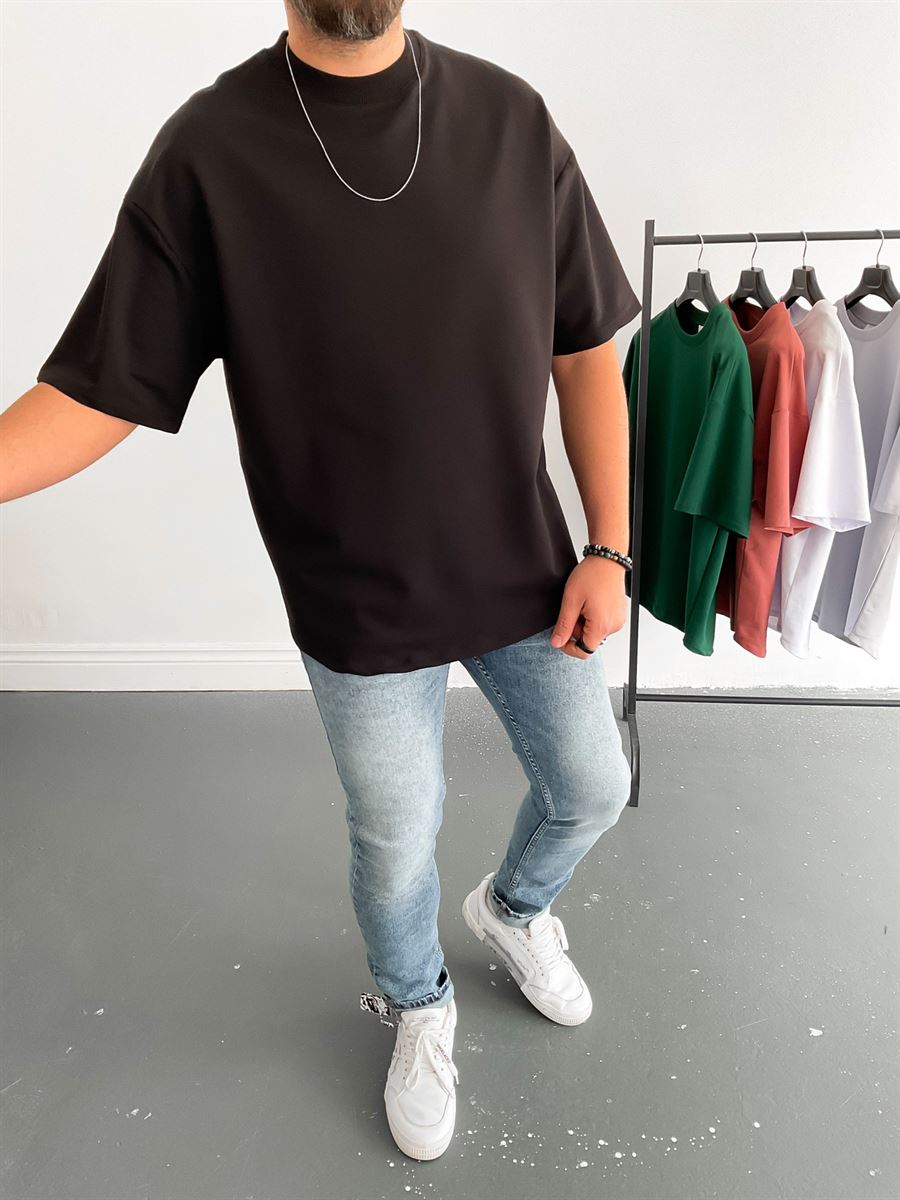 Siyah İki İplik Basic T-Shirt BY-1208/363