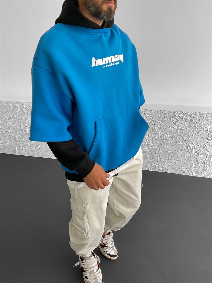 Mavi Human Baskılı Kapüşonlu Sweat V-30-844