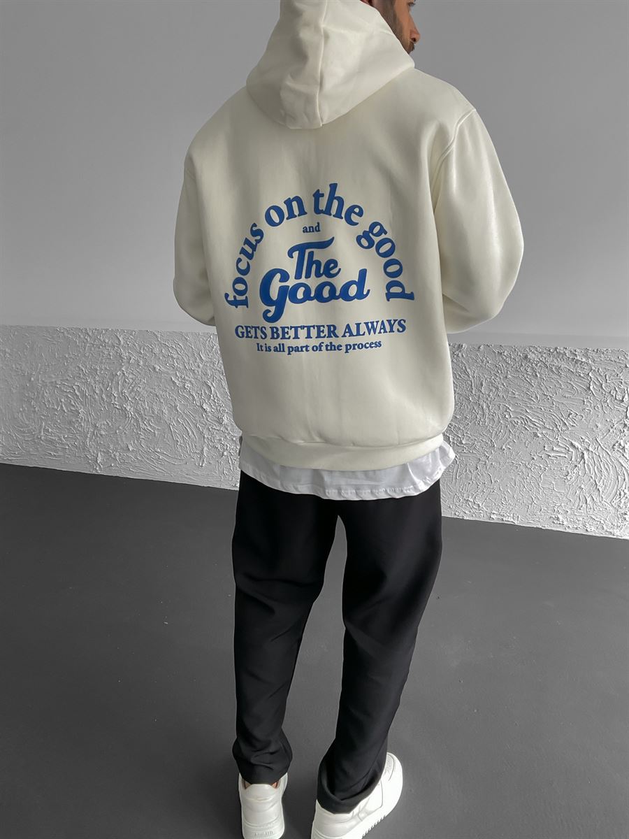 Beyaz The Good Baskılı Kapüşonlu Sweat C-550