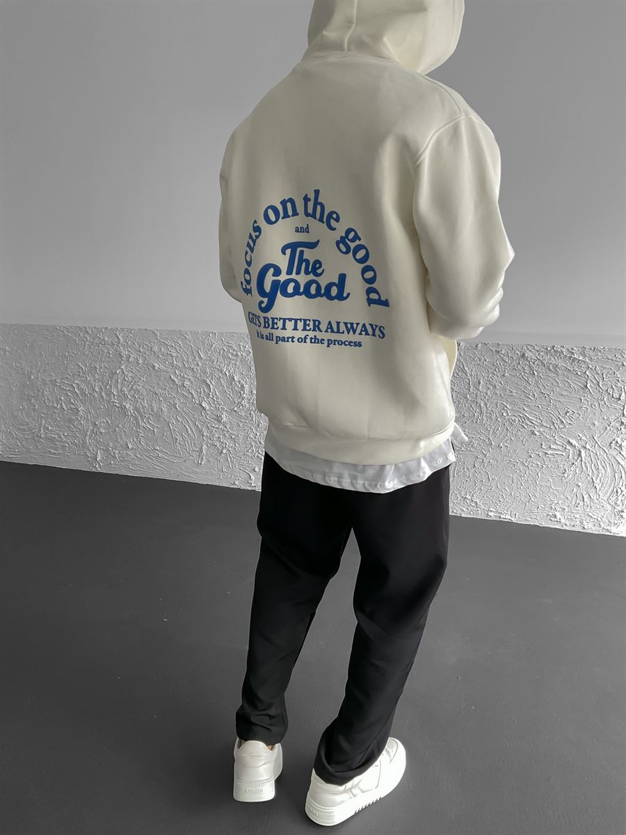 Beyaz The Good Baskılı Kapüşonlu Sweat C-550