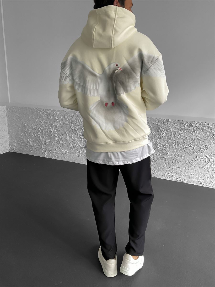 Ekru Rise Above Kapüşonlu Sweat M-3451