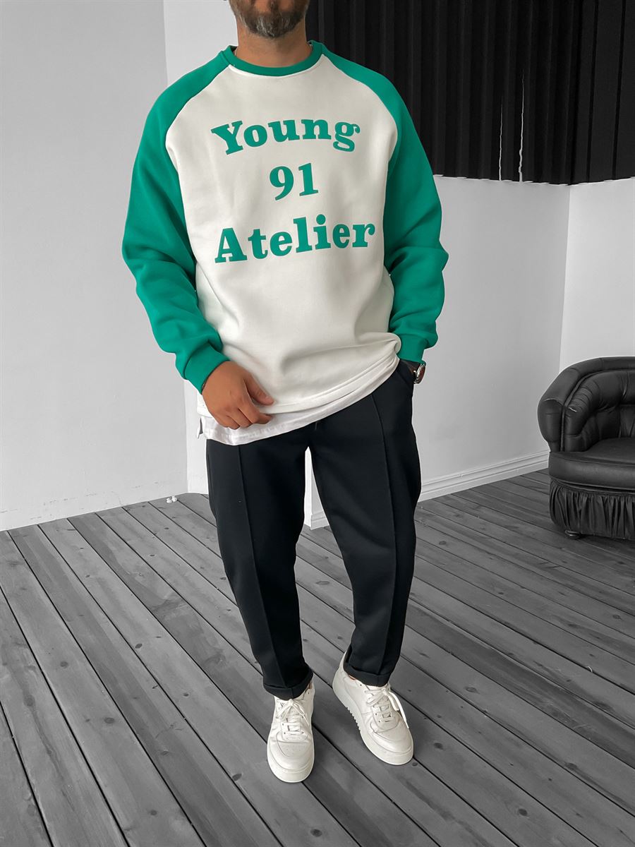 Yeşil Young 91 Baskılı Sweat V-30-869