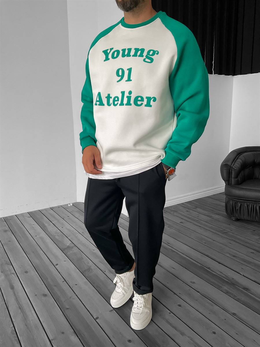 Yeşil Young 91 Baskılı Sweat V-30-869