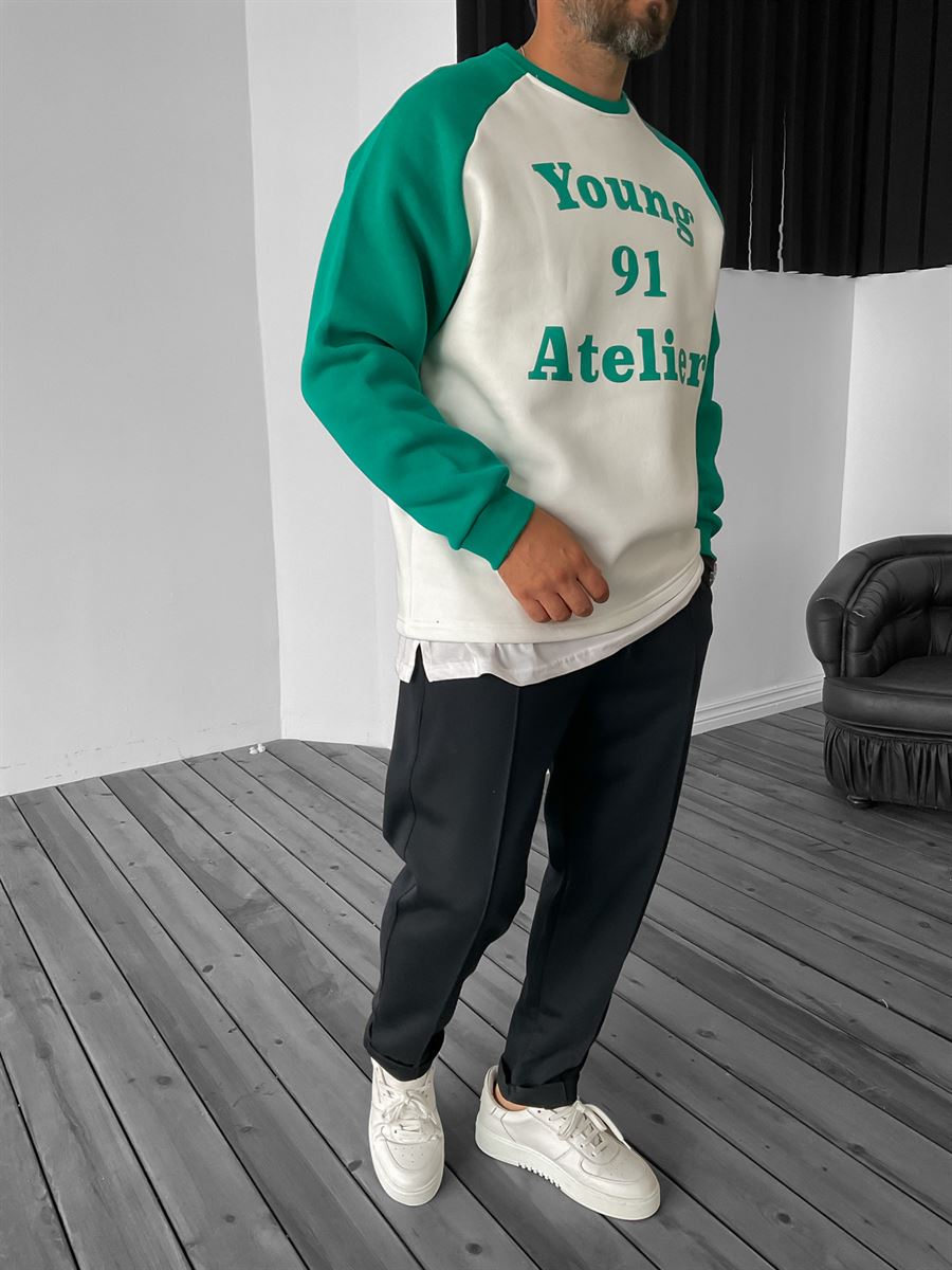 Yeşil Young 91 Baskılı Sweat V-30-869