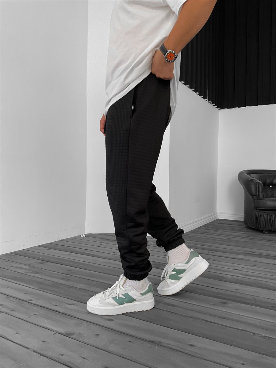 Siyah Kapitone Desenli Jogger B-3022