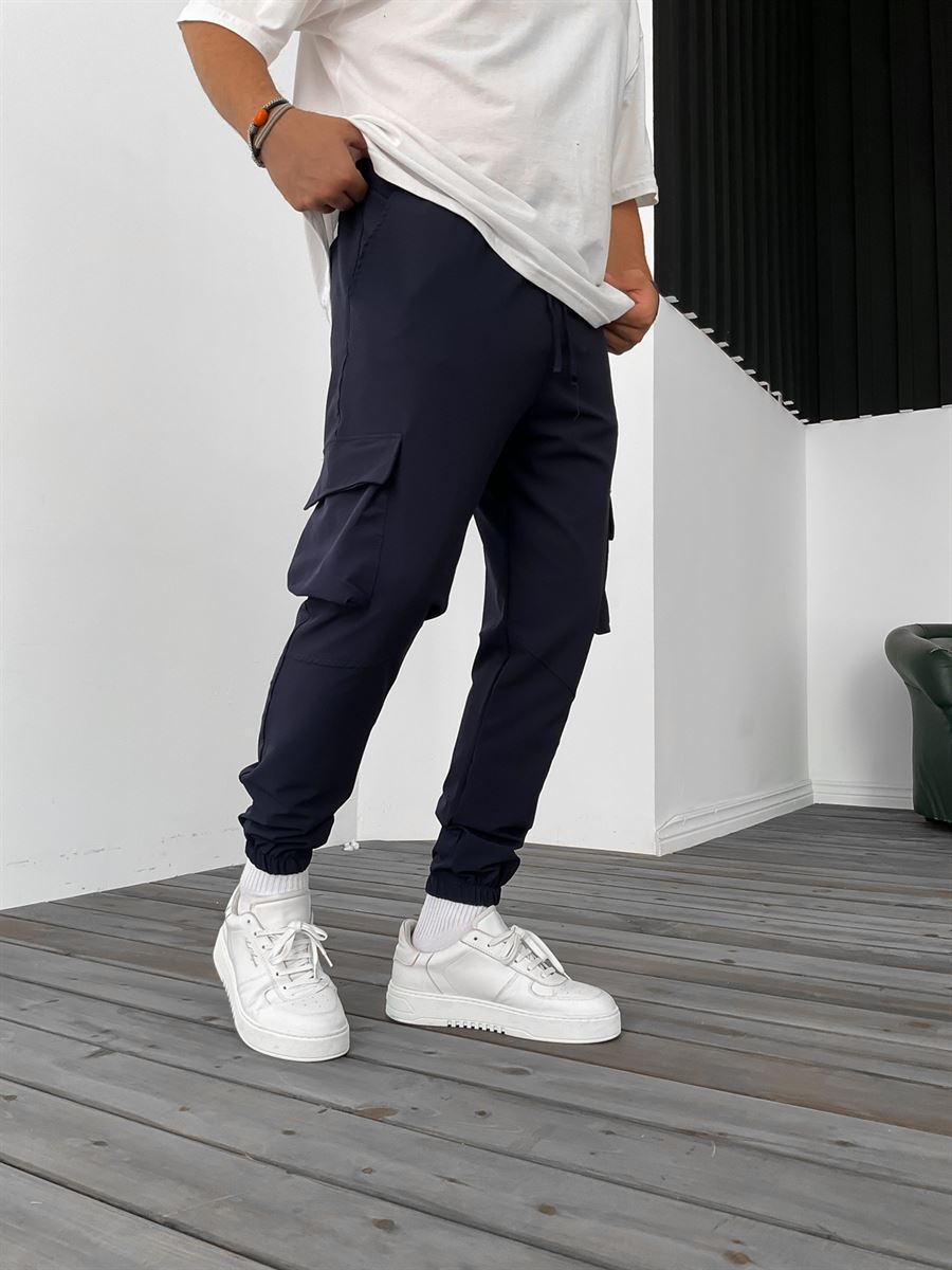 Lacivert Lastikli Basic Kargo Jogger B-3068