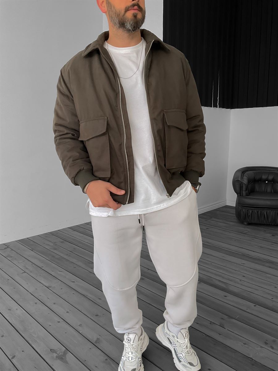 Haki Çift Cepli Bomber Mont LS-56042