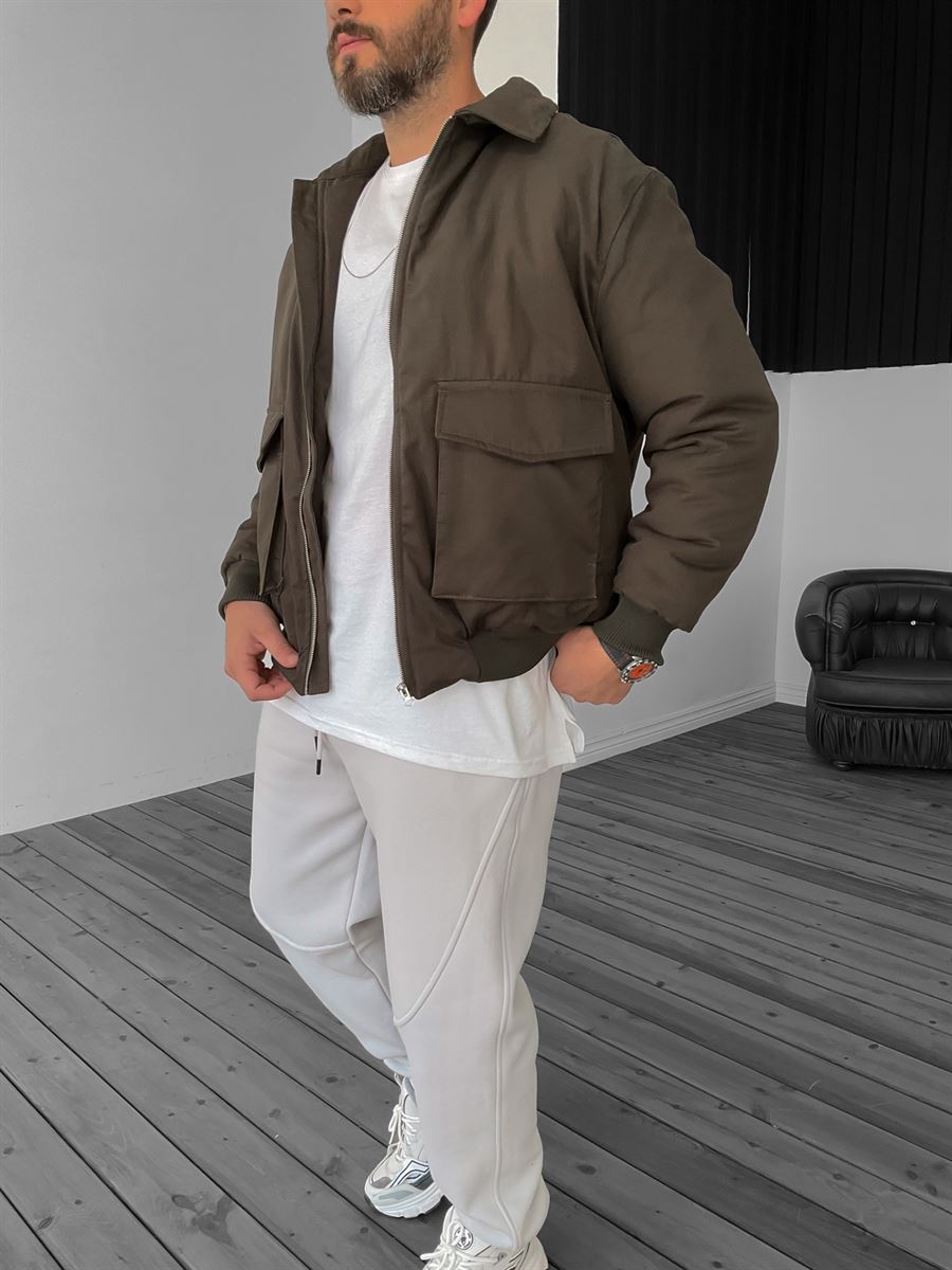 Haki Çift Cepli Bomber Mont LS-56042