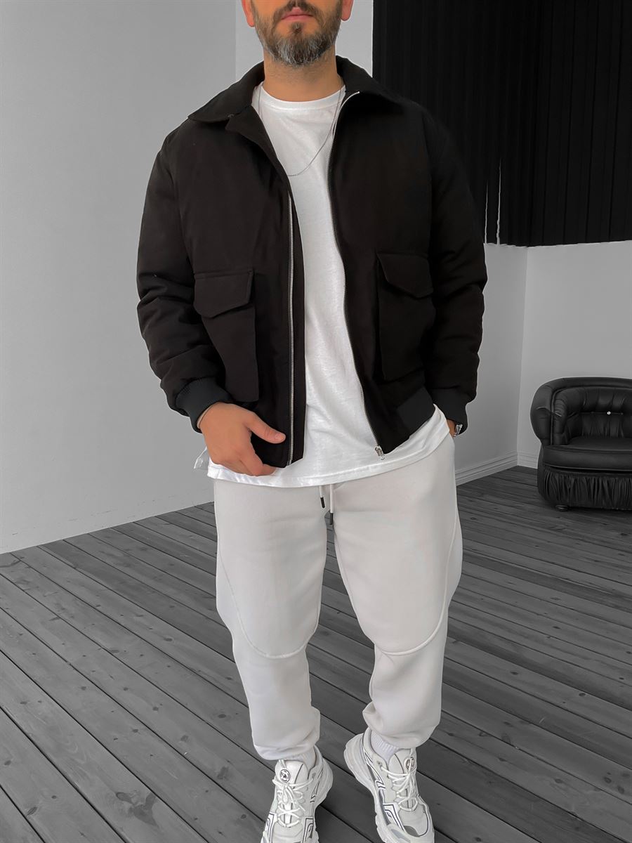 Siyah Çift Cepli Bomber Mont LS-56042