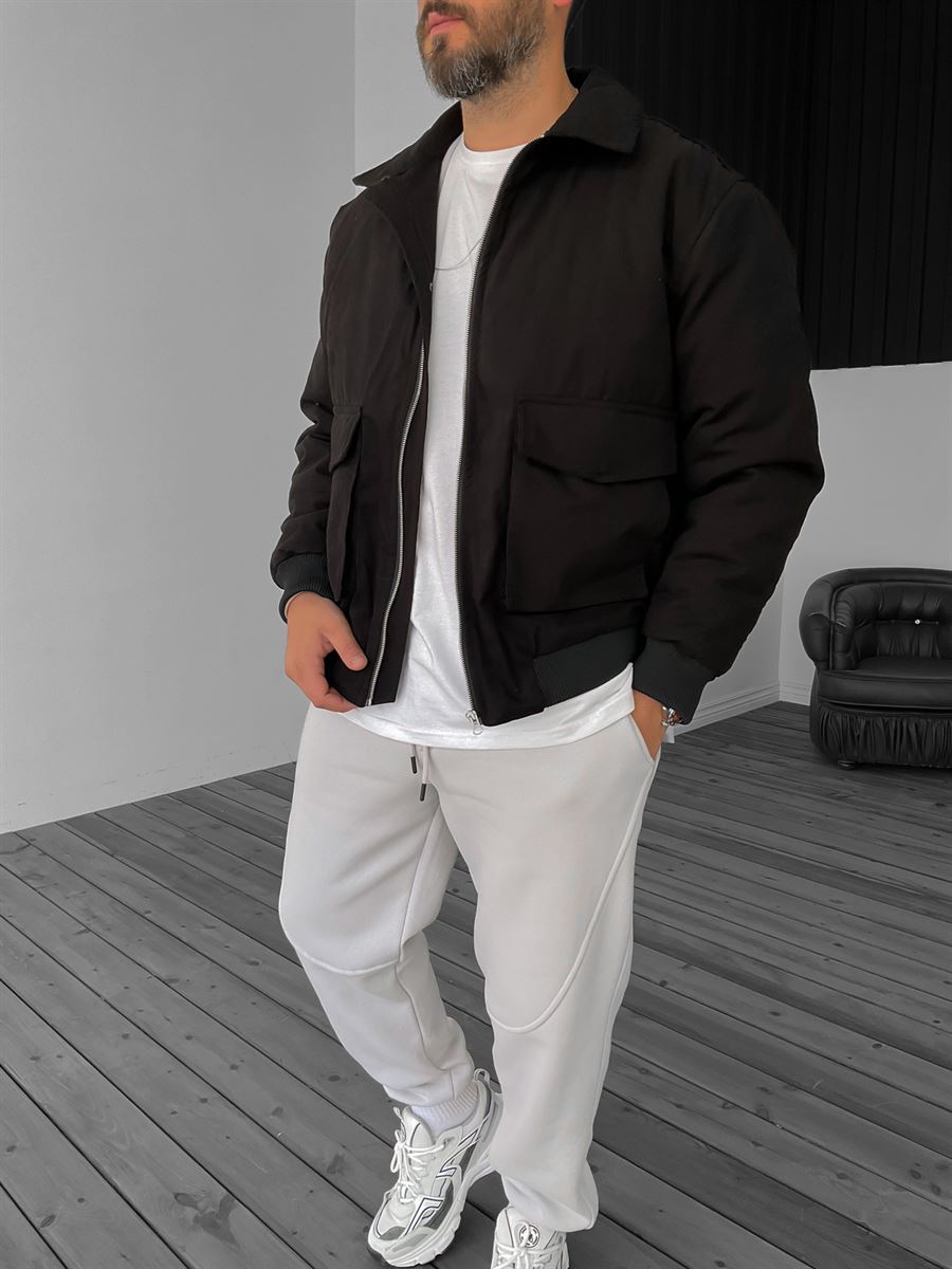 Siyah Çift Cepli Bomber Mont LS-56042