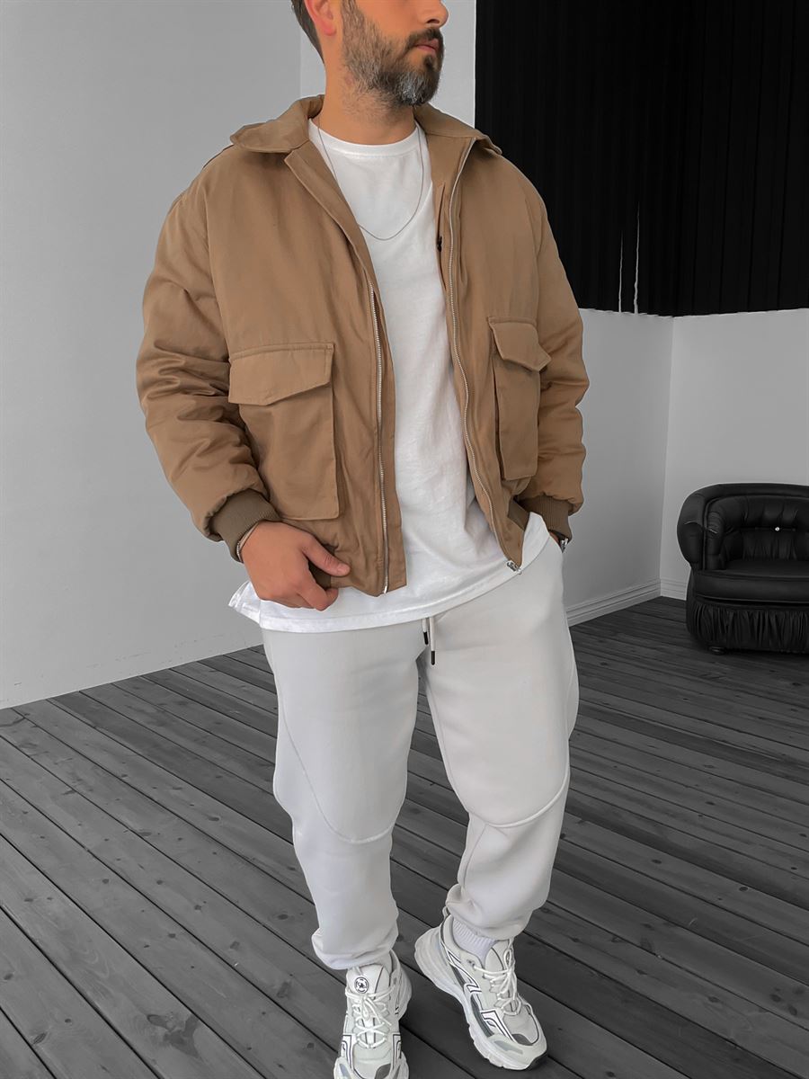 Kahve Çift Cepli Bomber Mont LS-56042