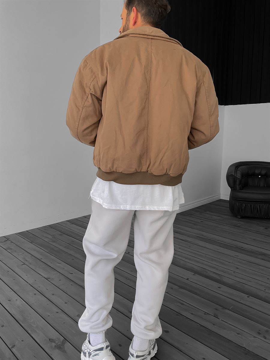 Kahve Çift Cepli Bomber Mont LS-56042