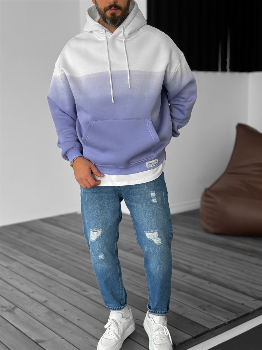 Mor Gradient Kapüşonlu Sweat V-40-119