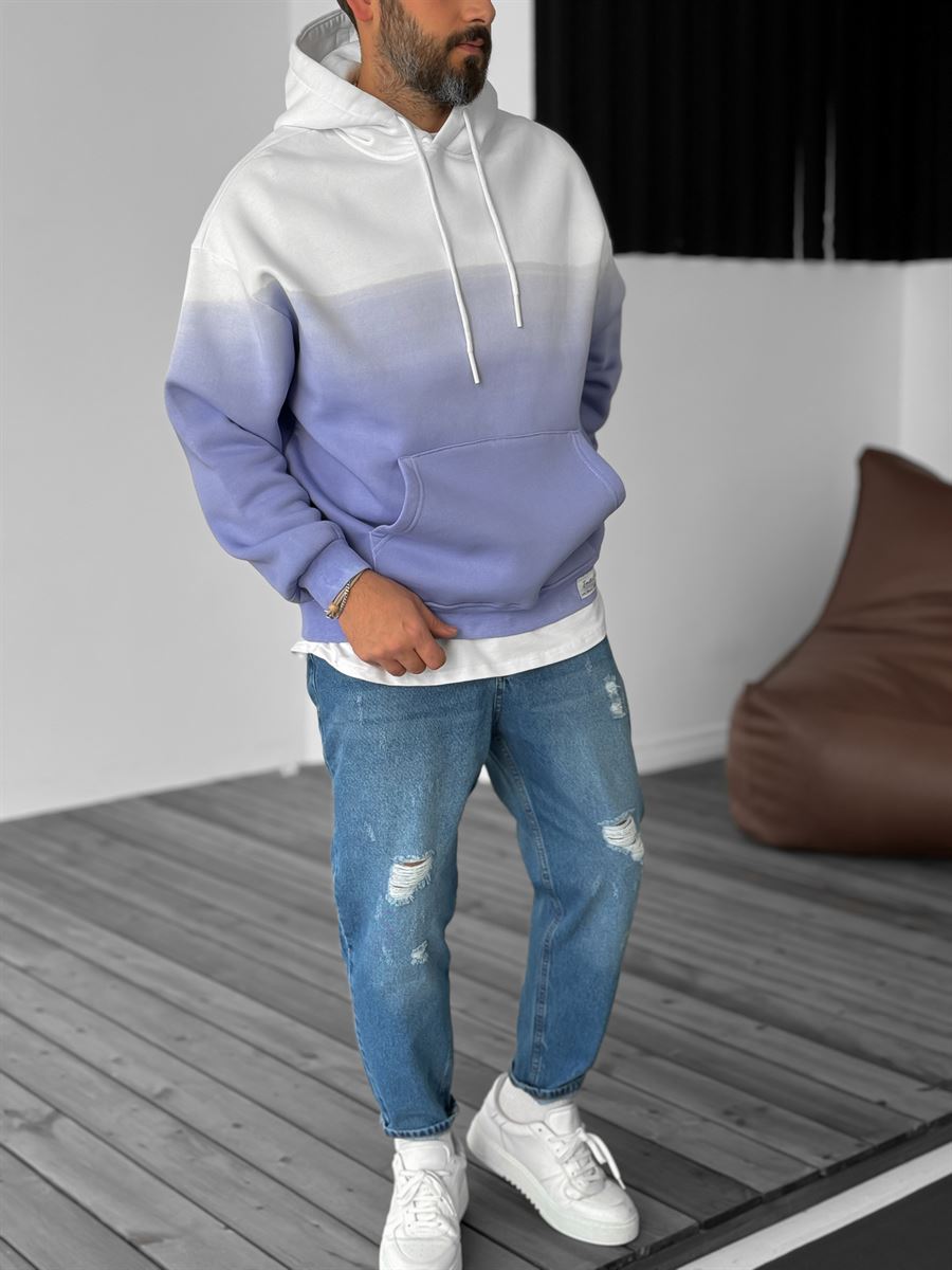 Mor Gradient Kapüşonlu Sweat V-40-119