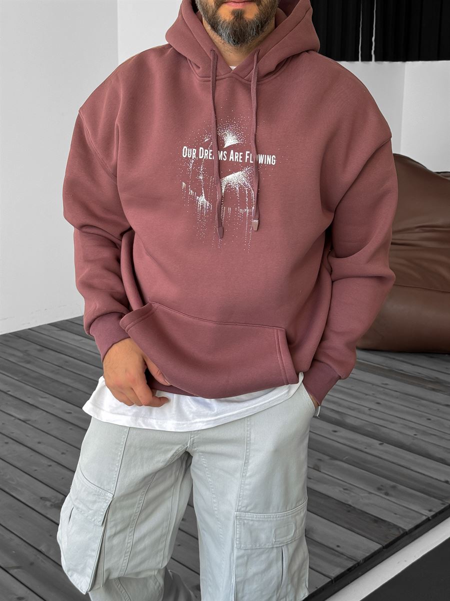 Mürdüm Dreams Baskılı Kapüşonlu Sweat JJ-1184