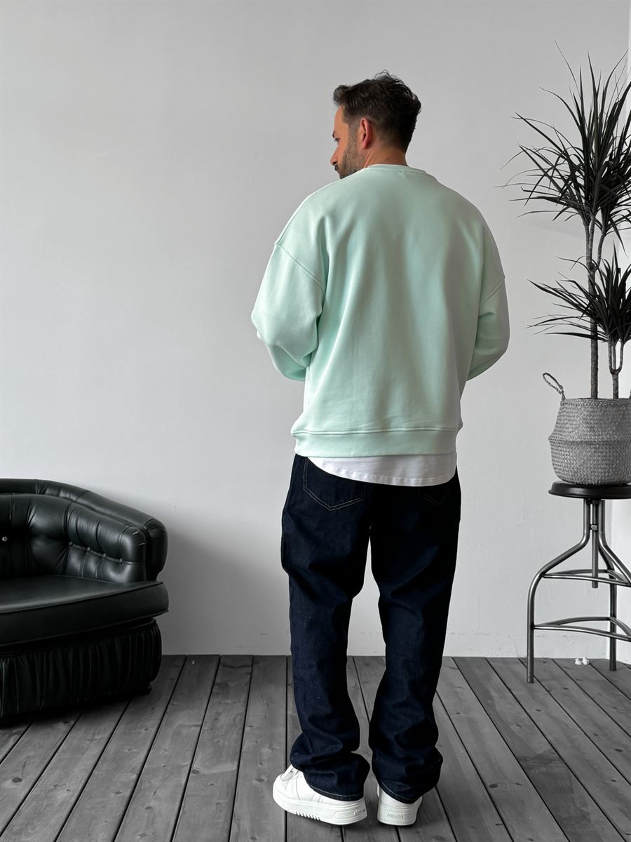 Mint Yeşili Heavyweight The Best Baskılı Sweat BY-0034