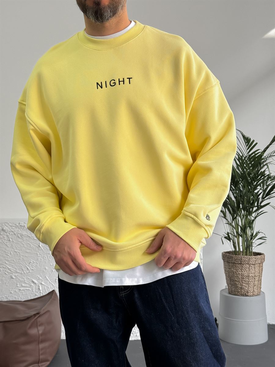 Sarı Heavyweight Night Nakışlı Sweat BY-0036