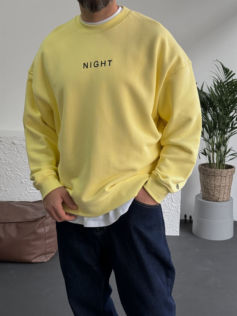 Sarı Heavyweight Night Nakışlı Sweat BY-0036