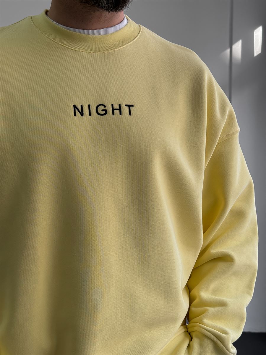 Sarı Heavyweight Night Nakışlı Sweat BY-0036