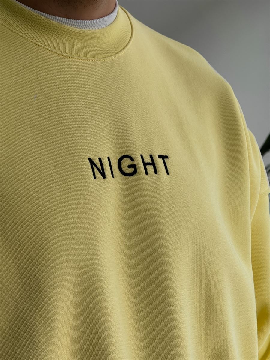 Sarı Heavyweight Night Nakışlı Sweat BY-0036