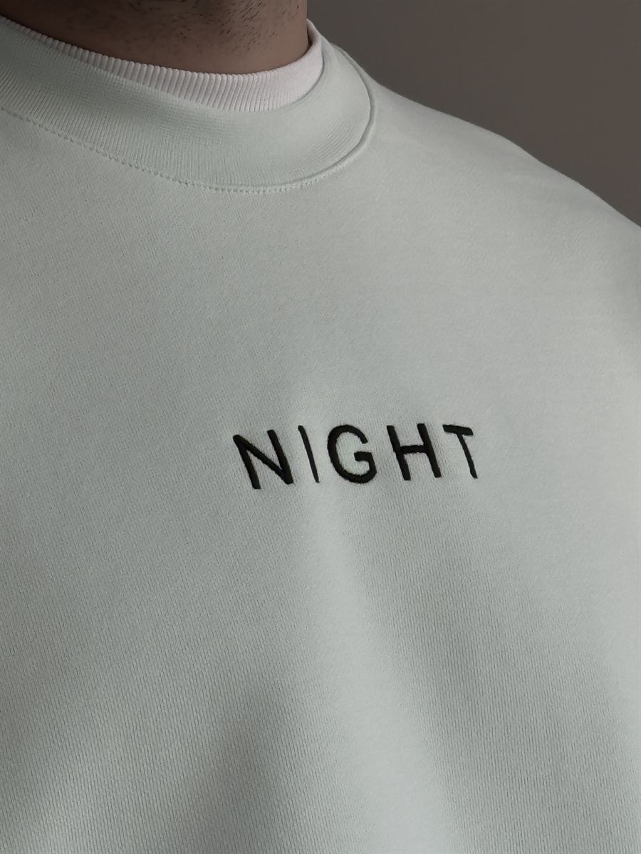 Mint Yeşili Heavyweight Night Nakışlı Sweat BY-0036