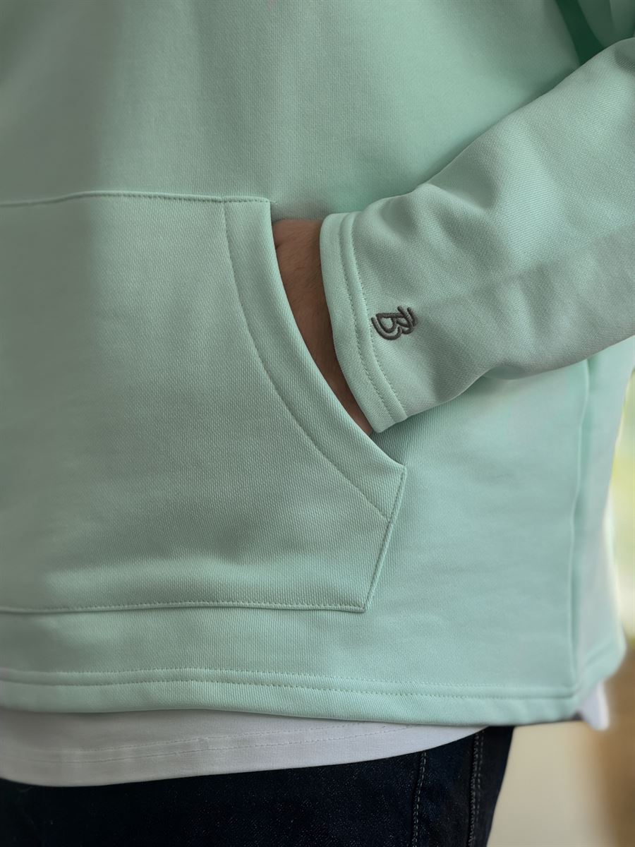 Mint Yeşili Heavyweight Yaka Yazı Nakışlı Sweat BY-0037