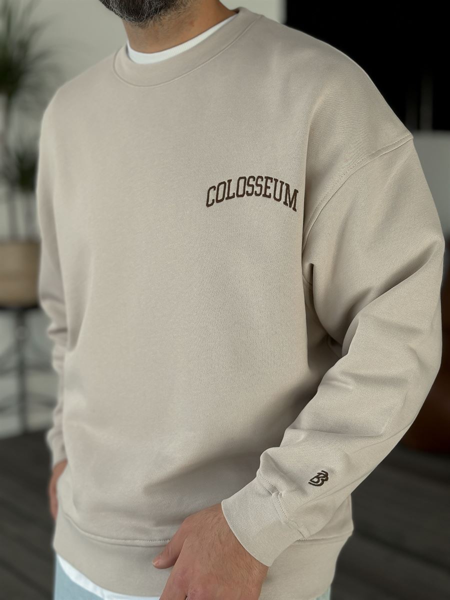 Bej Heavyweight Colosseum Nakışlı Sweat BY-0042