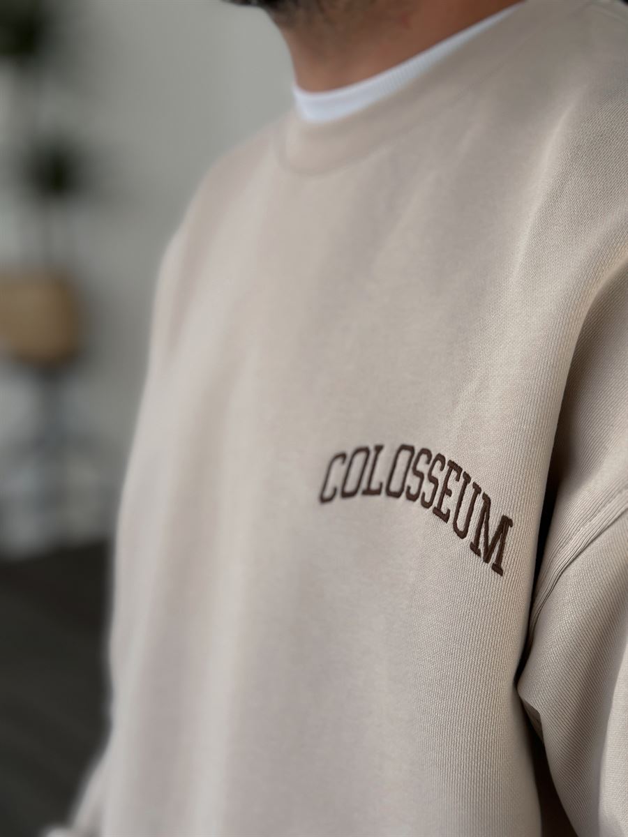 Bej Heavyweight Colosseum Nakışlı Sweat BY-0042