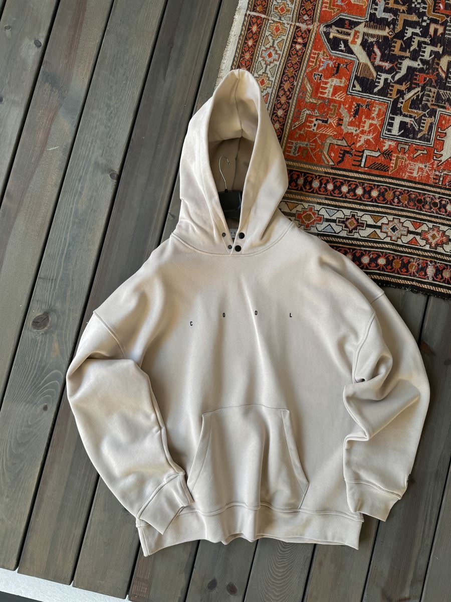 Bej Heavyweight Cool Düğme Detaylı Sweat BY-050