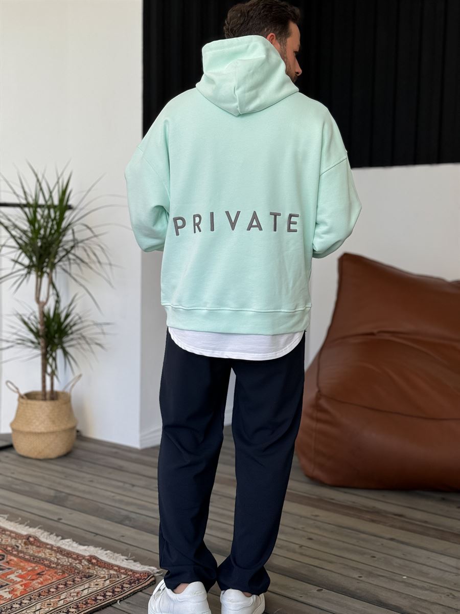 Mint Yeşili Heavyweight Private Nakışlı Sweat BY-053