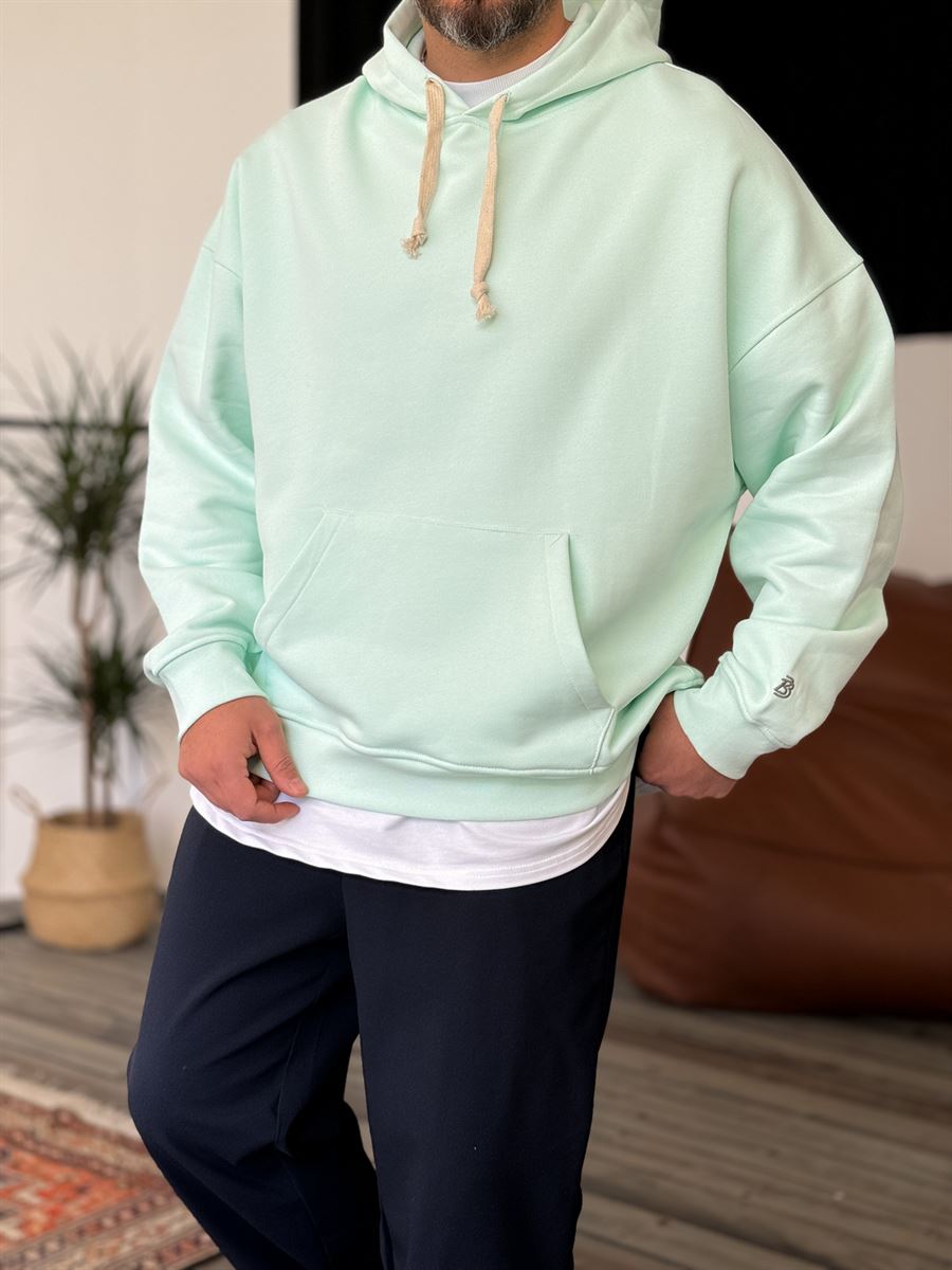 Mint Yeşili Heavyweight Private Nakışlı Sweat BY-053