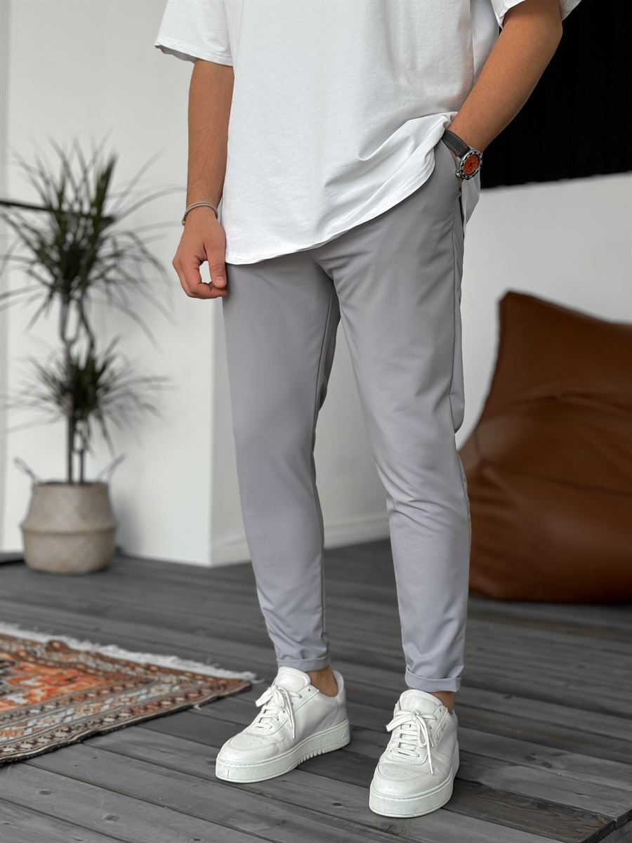 Füme Slim Fit Paraşüt Katlı Pantolon KE-5039