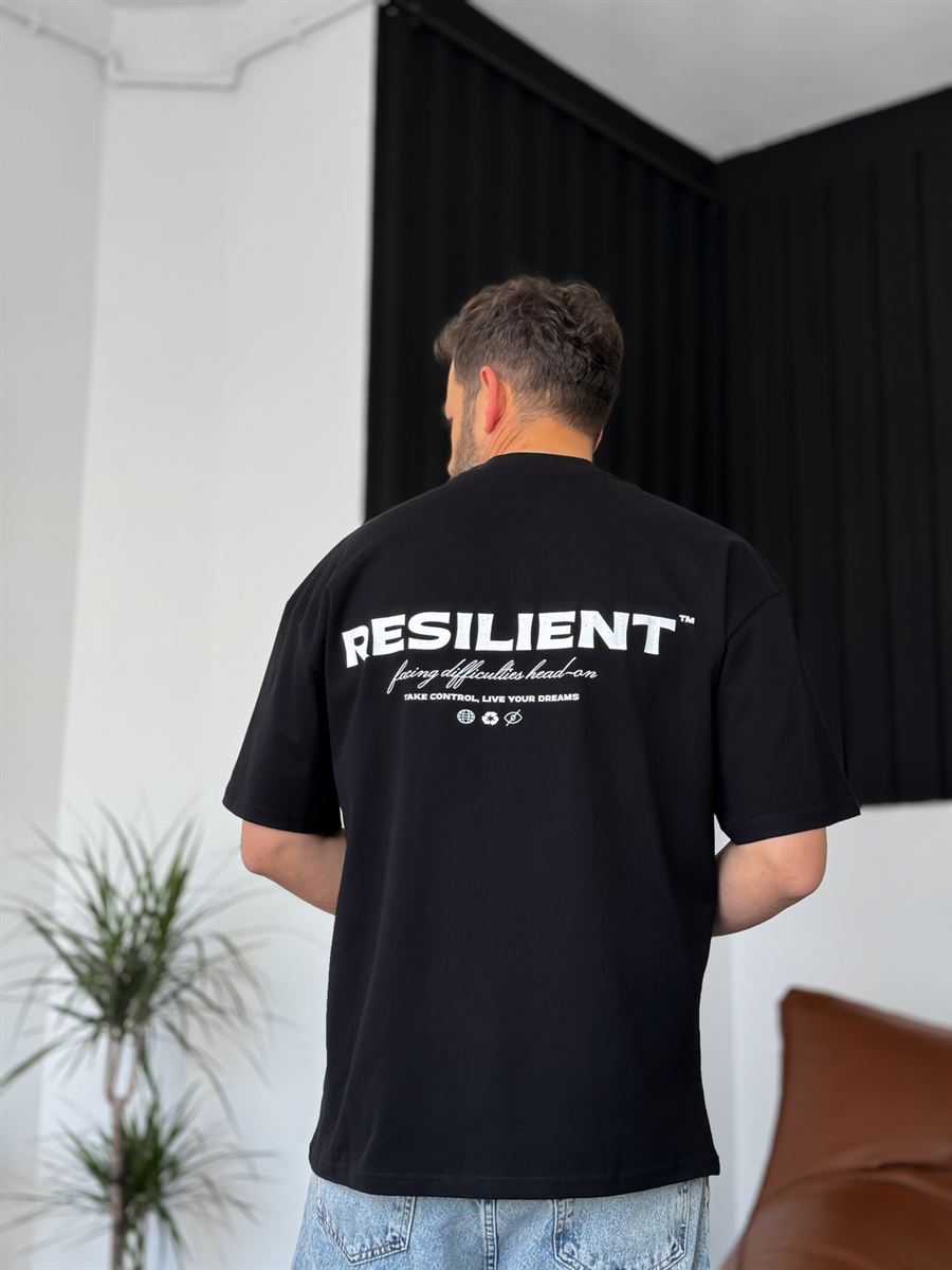 Siyah Resilient Baskılı Oversize T-Shirt PM-117