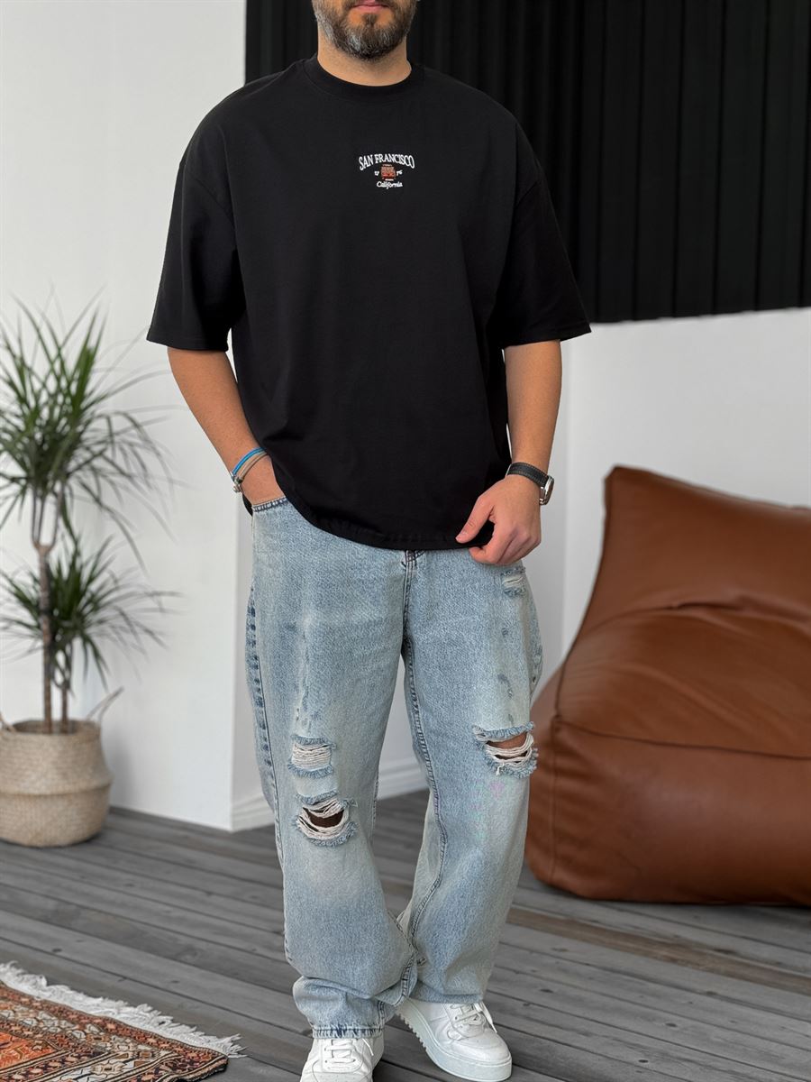 Siyah San Francisco Oversize T-Shirt PM-119