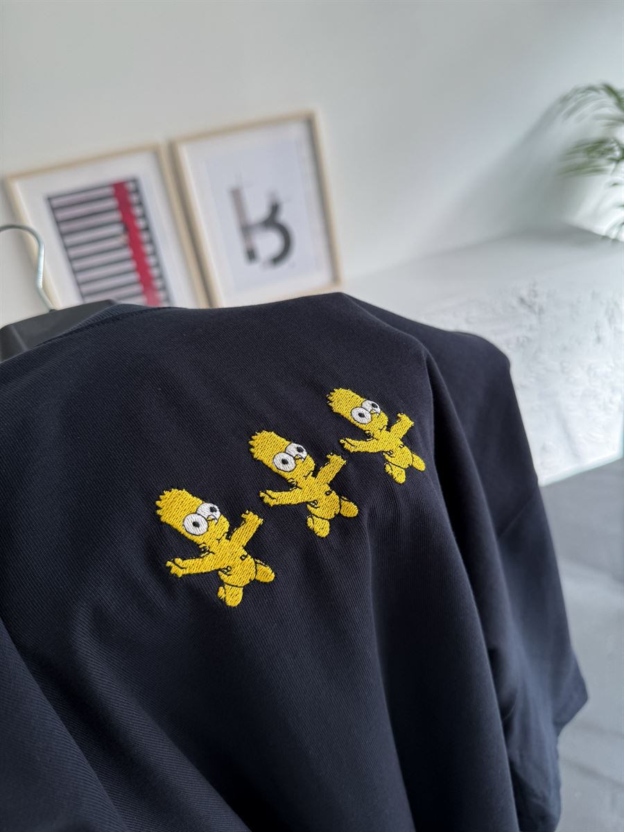 Lacivert Baby Simpson Nakışlı Oversize T-Shirt BS-4028