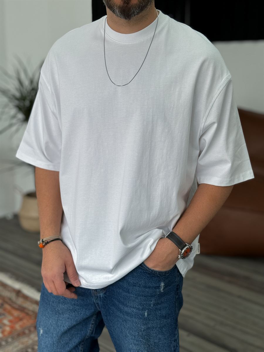 Beyaz Basic Oversize T-Shirt JJ-326