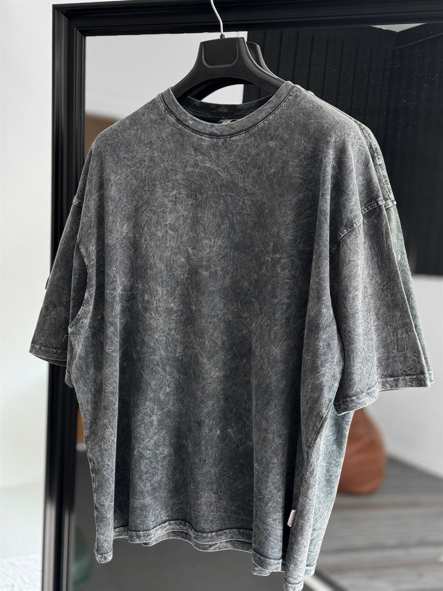 Siyah Yıkamalı Oversize T-Shirt JJ-296