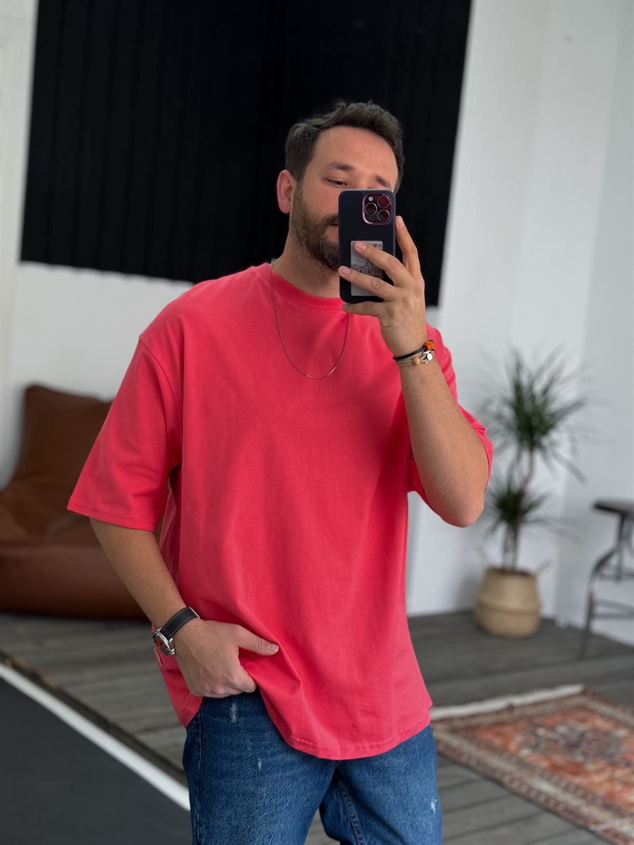 Nar Çiçeği Basic Oversize T-Shirt JJ-326