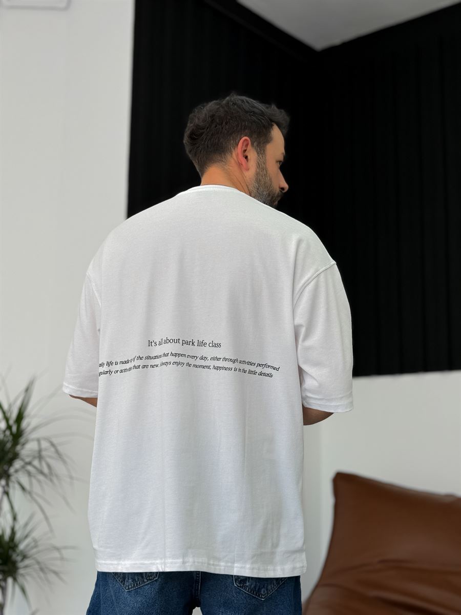 Beyaz Good Things Kabartmalı Oversize T-Shirt JJ-309