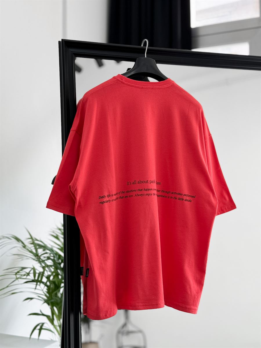 Nar Çiçeği Good Things Kabartmalı Oversize T-Shirt JJ-309