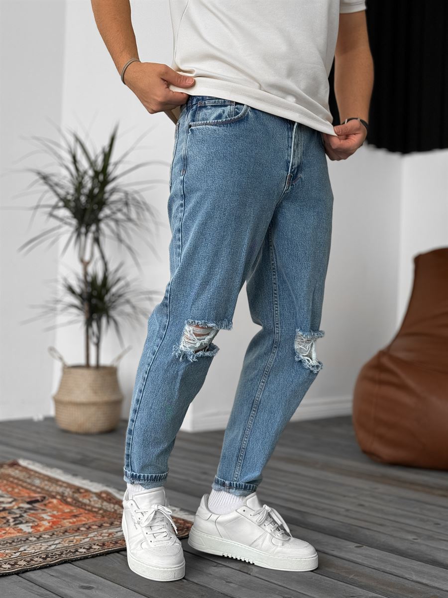 Mavi Dizi Yırtıklı Regular Fit Jean DF-2204