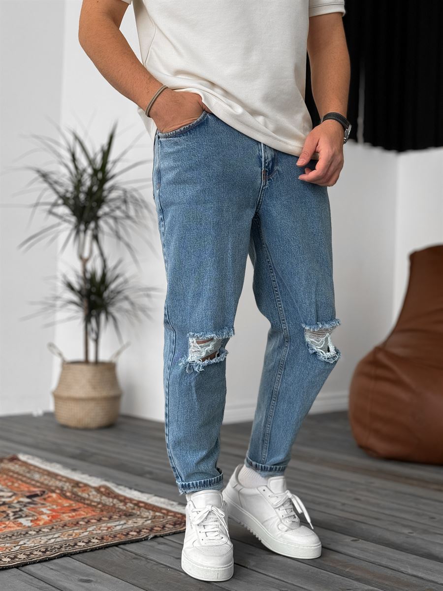 Mavi Dizi Yırtıklı Regular Fit Jean DF-2204