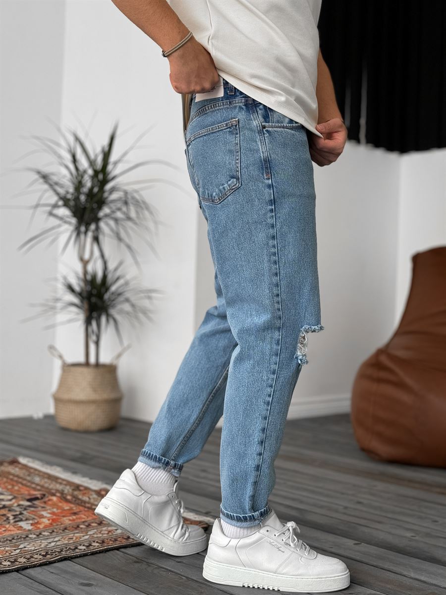 Mavi Dizi Yırtıklı Regular Fit Jean DF-2204