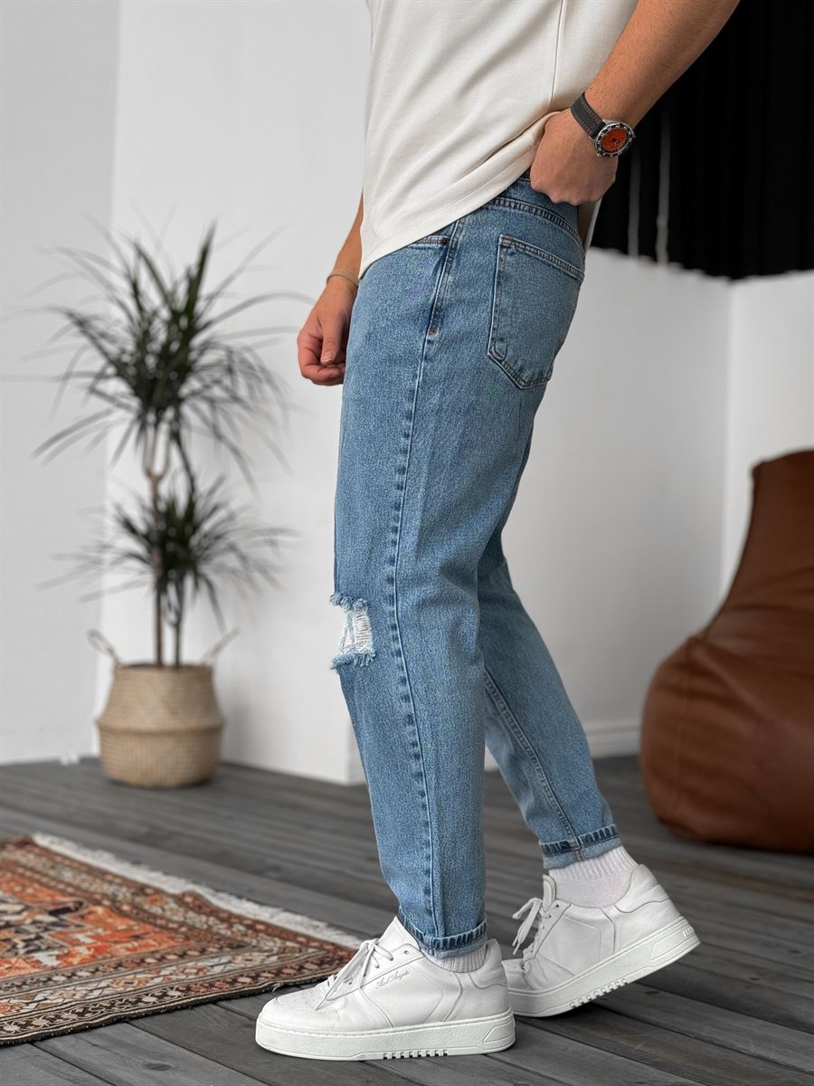 Mavi Dizi Yırtıklı Regular Fit Jean DF-2204