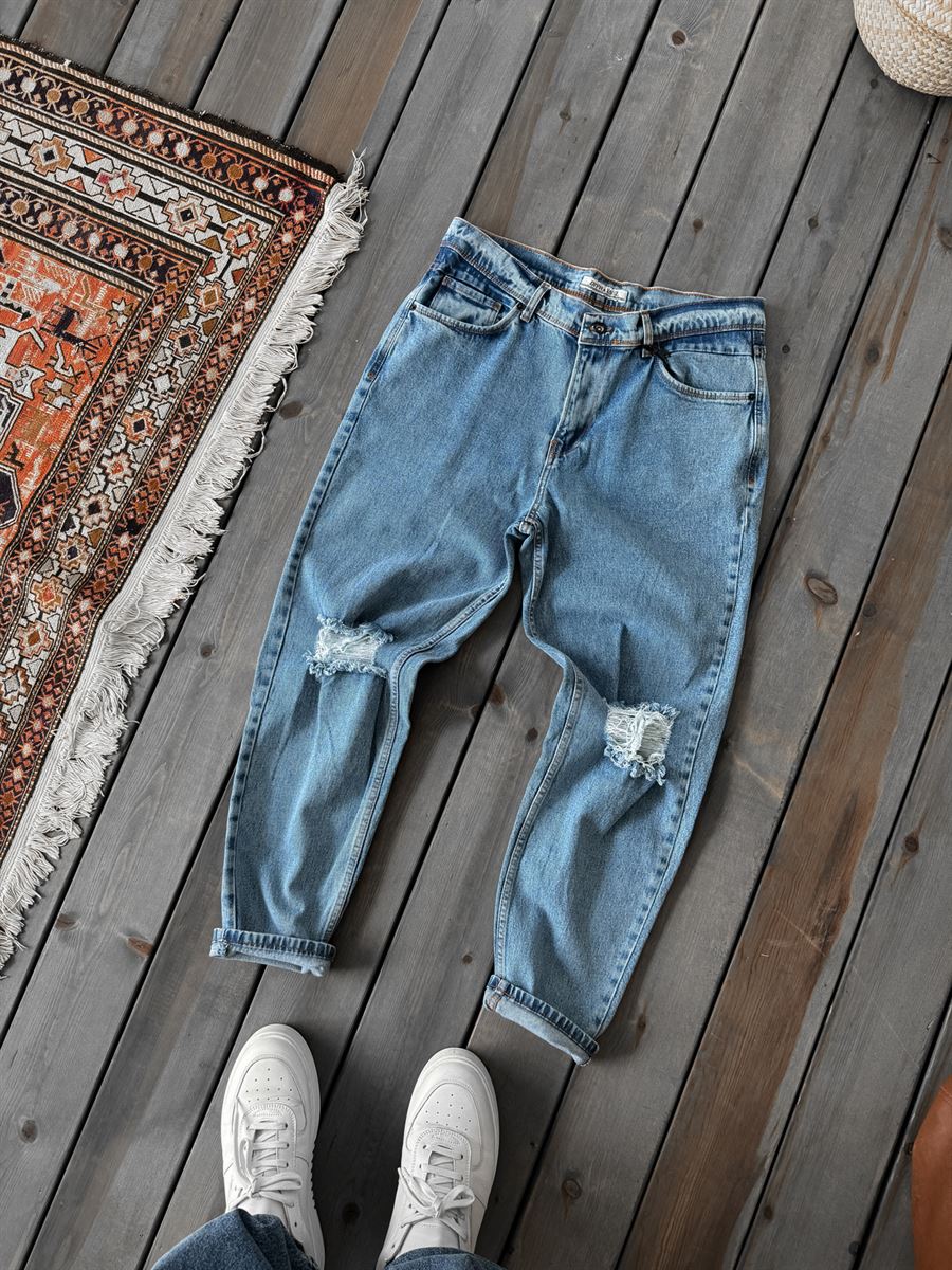 Mavi Dizi Yırtıklı Regular Fit Jean DF-2204