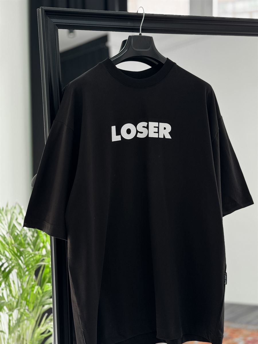 Siyah Loser Baskılı Oversize T-Shirt BS-4076