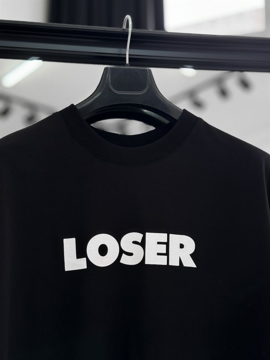 Siyah Loser Baskılı Oversize T-Shirt BS-4076