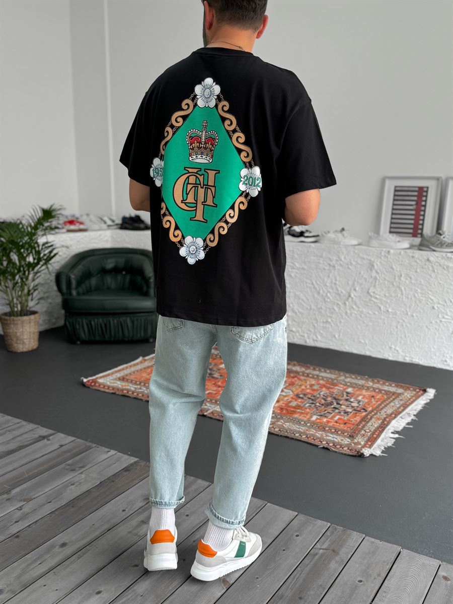 Siyah Arma Baskılı Oversize T-Shirt C-054