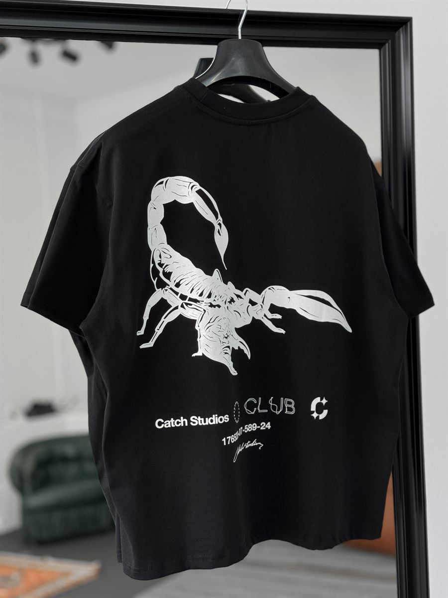 Siyah Scorpion Baskılı Oversize T-Shirt C-1217