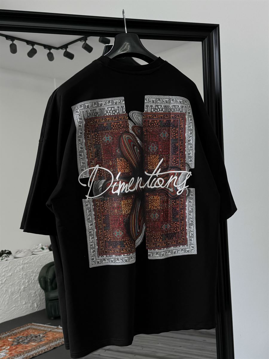 Siyah Dimentions Nakışlı Oversize T-Shirt B-1092